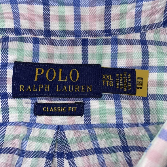 Polo Ralph Lauren Shirt Flesh Pony Mens XXL Pink Green Blue Classic Valentines - Picture 3 of 16